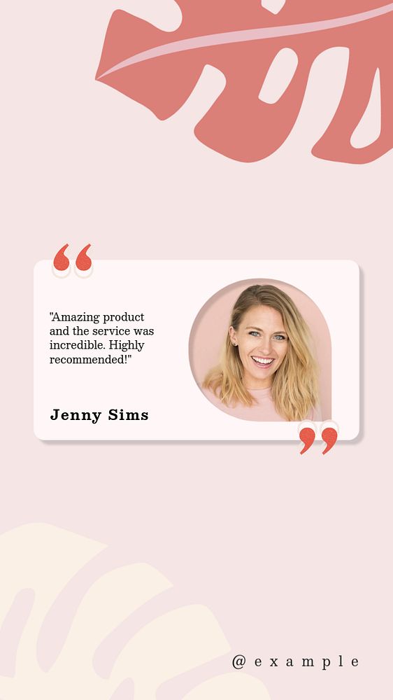 Testimonial Instagram story template, editable text