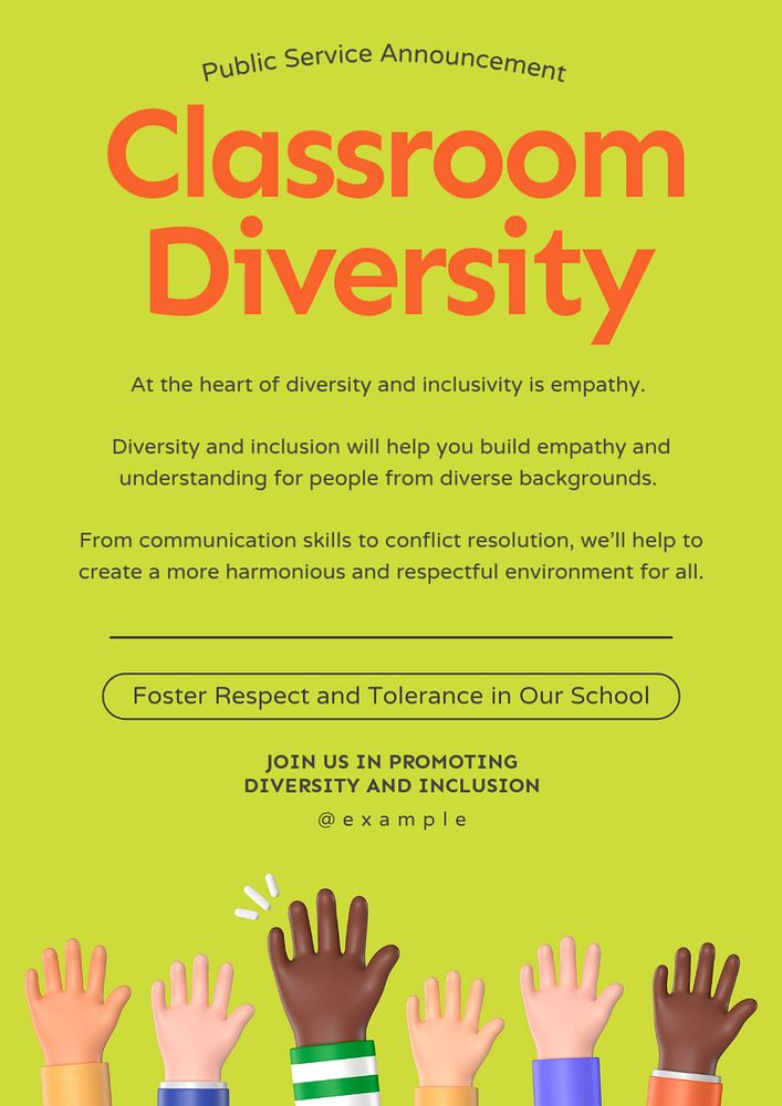 Diversity inclusion poster template, editable design