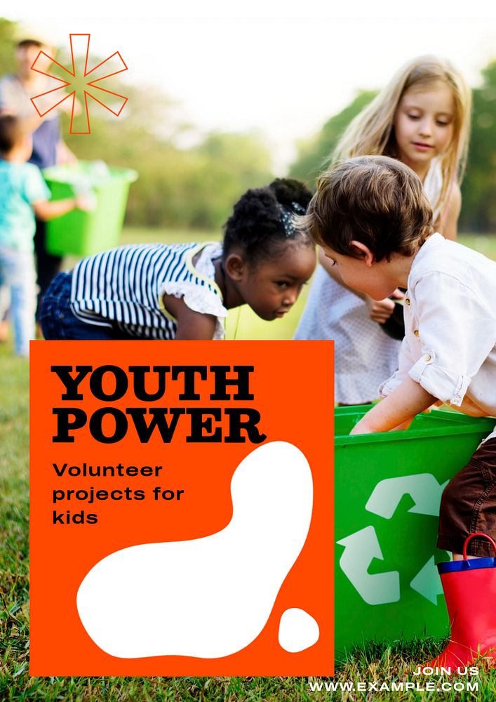 Youth power  poster template, editable text & design