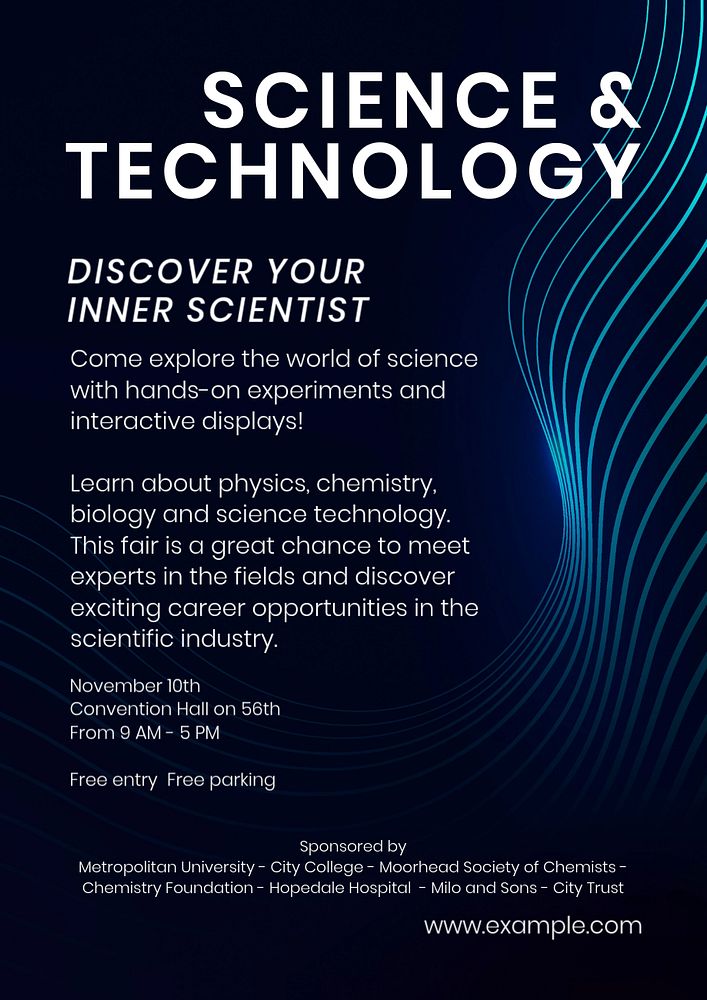 Science & technology poster template, editable design