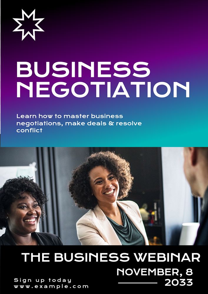 Business negotiation poster template, editable text & design