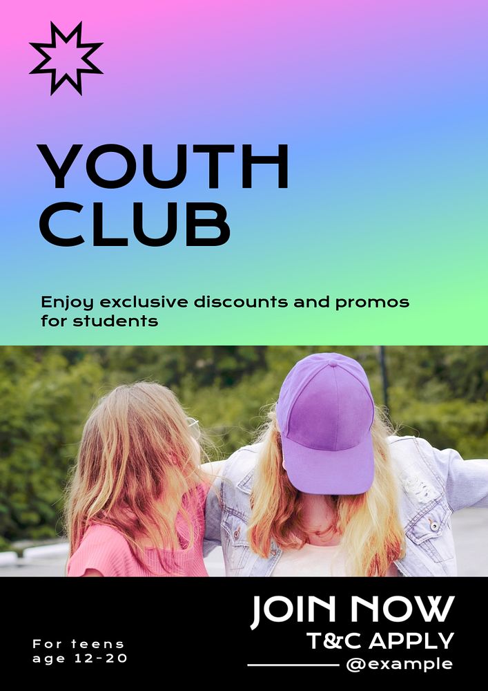 Youth club  poster template, editable text & design