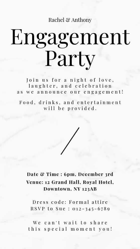 Engagement party story template, editable social media design