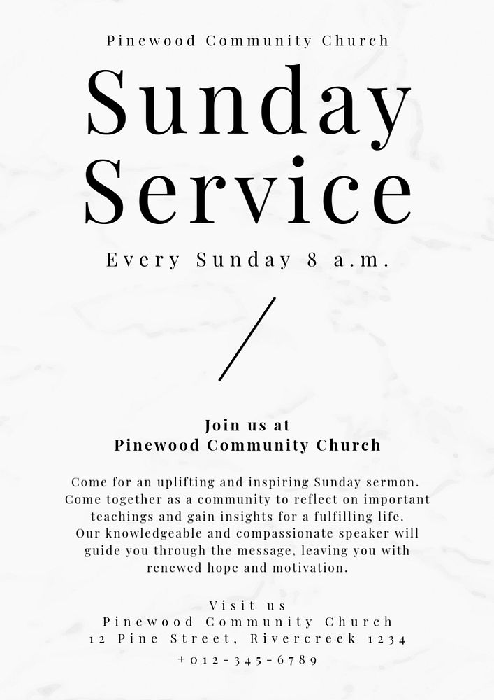 Sunday service poster template, editable design