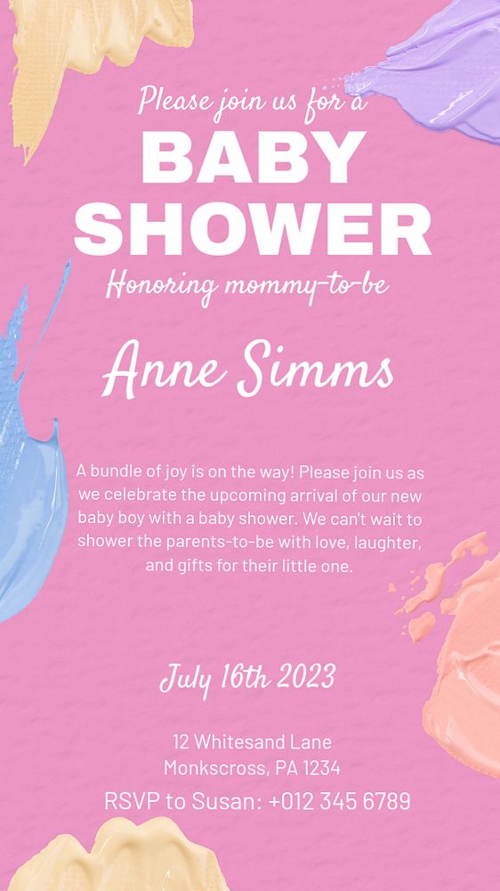 Baby shower story template, editable social media design