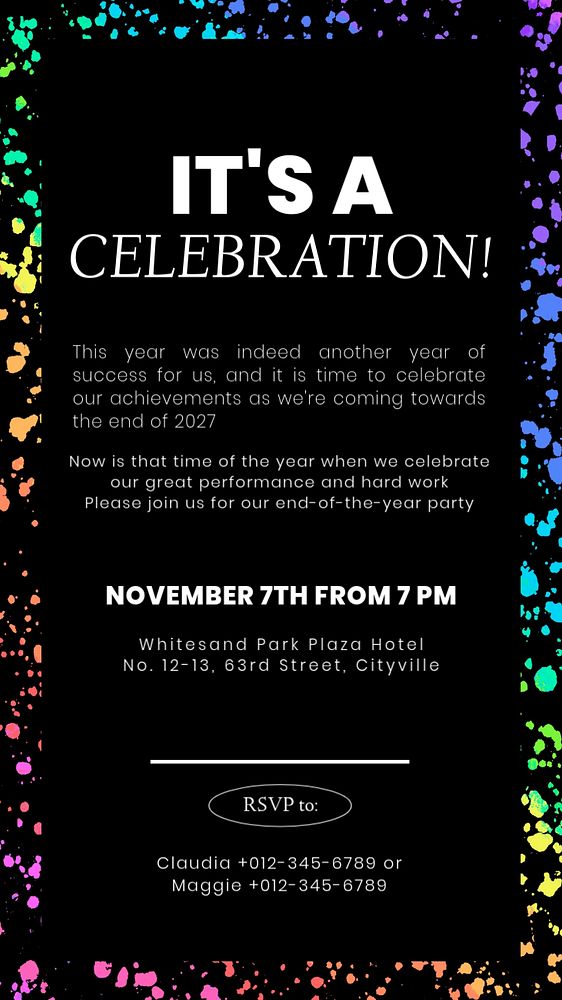 Celebration party Instagram story template, editable text