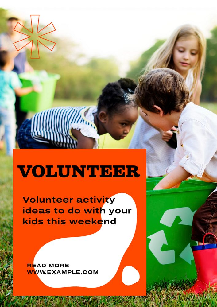 Volunteer poster template, editable text & design