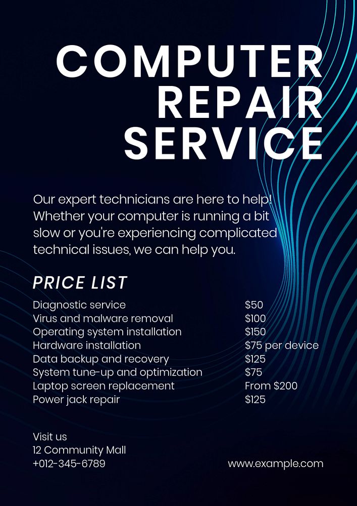 Computer service poster template, editable design