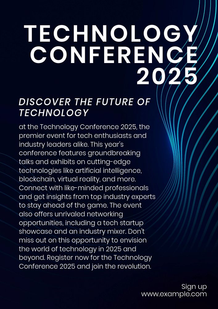 Technology conference 2025 poster template, editable design