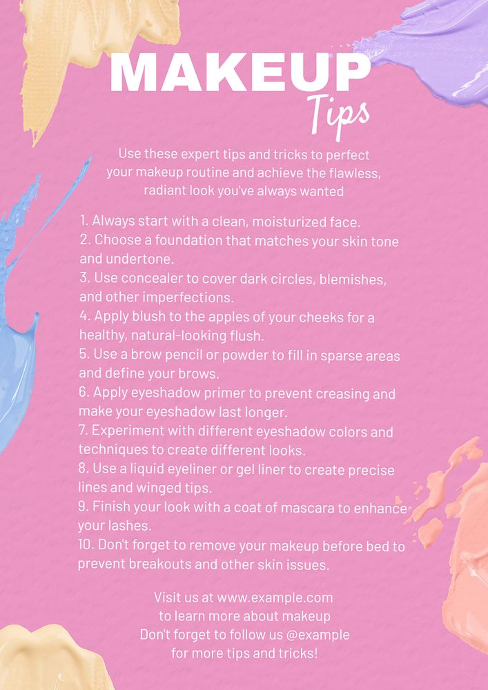 Makeup tips poster template, editable design