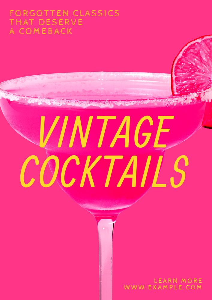 Vintage cocktails poster template, editable text & design