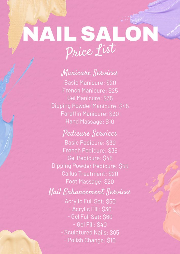 Nail salon poster template, editable design