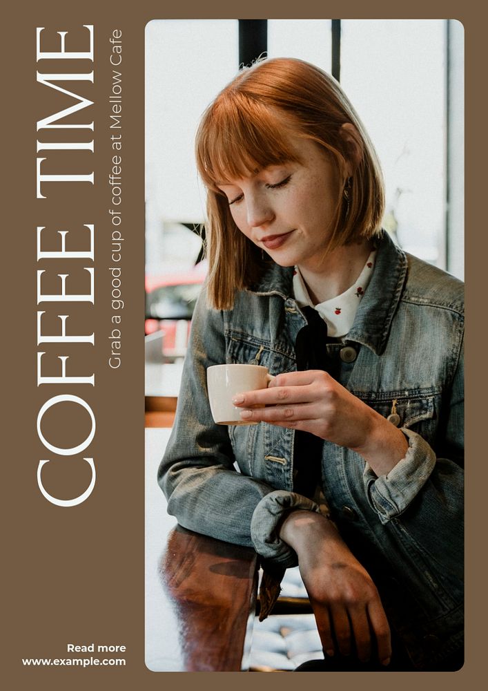 Coffee time poster template, editable text & design