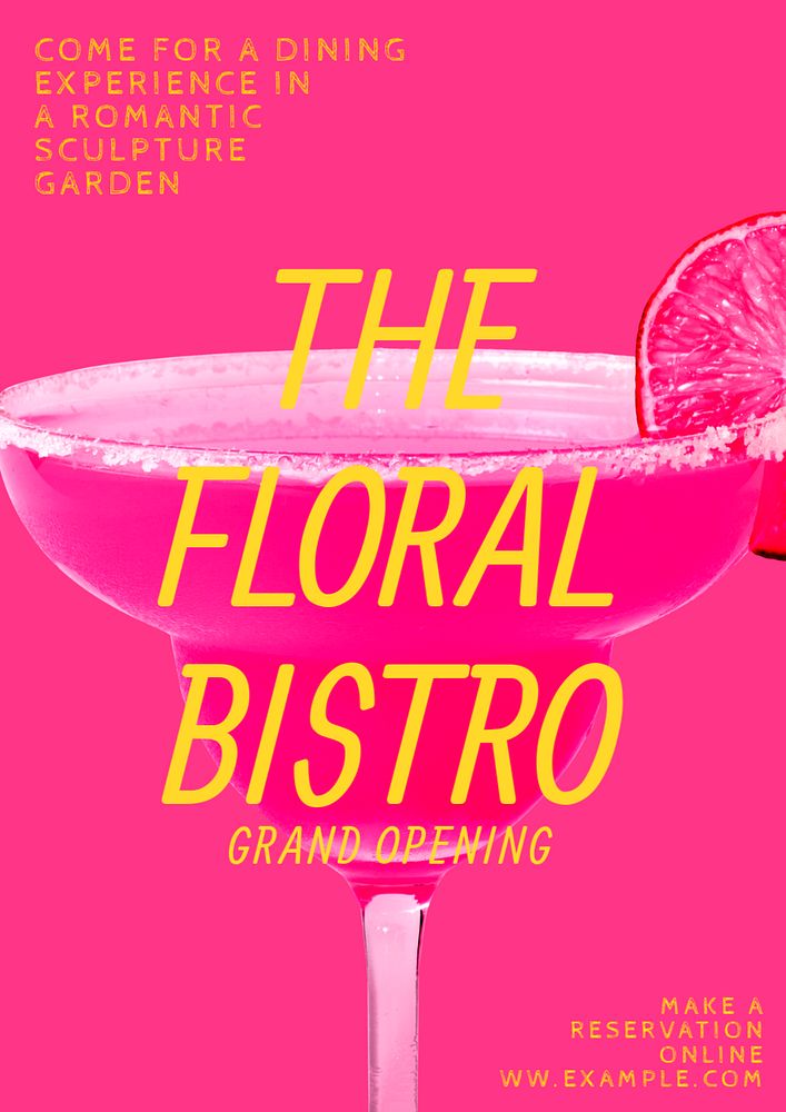 Floral bistro poster template, editable text & design