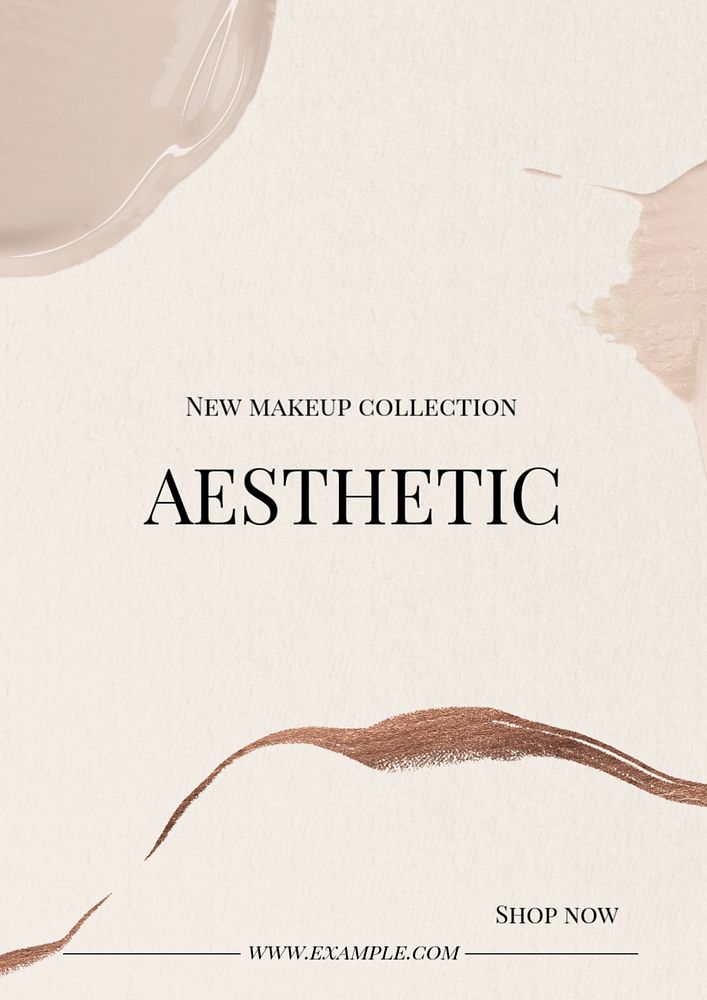 Aesthetic makeup poster template, editable text & design