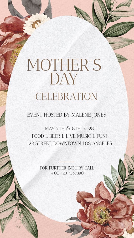 Mother's day event Instagram story template, editable text