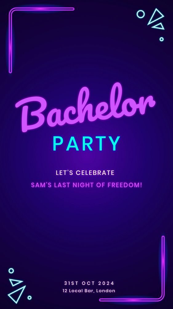 Bachelor party Instagram story template, editable text