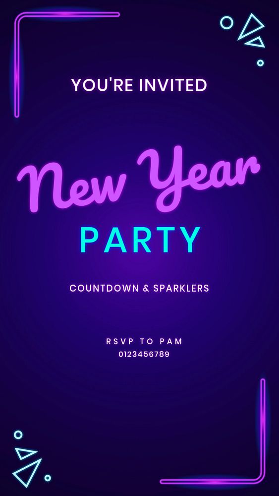 New Year party Instagram story template, editable text