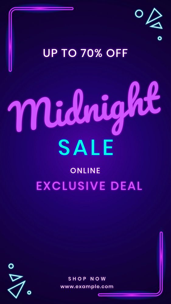 Midnight sale Instagram story template, editable text