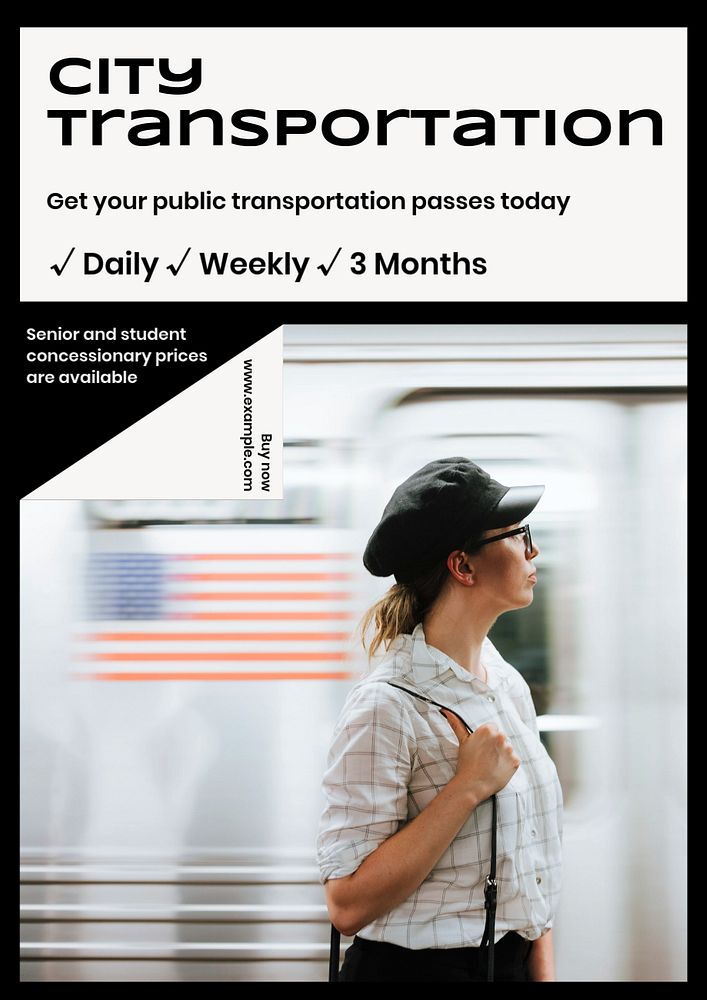 City transporation poster template, editable text & design