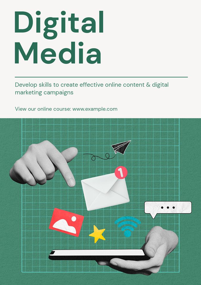 Digital media  poster template, editable text & design