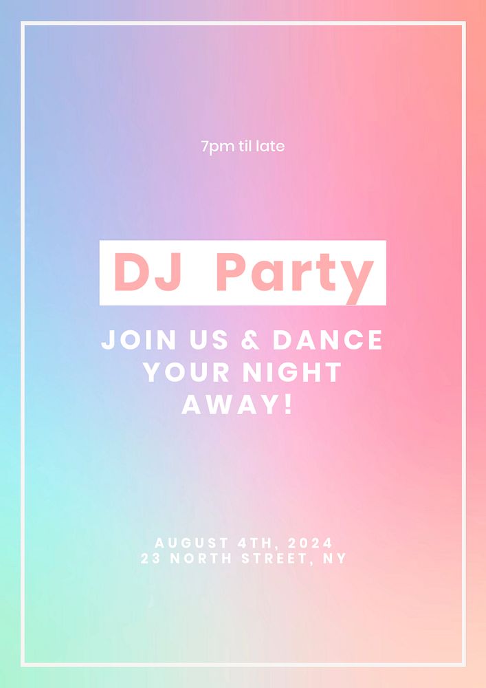 DJ party poster template, editable text & design