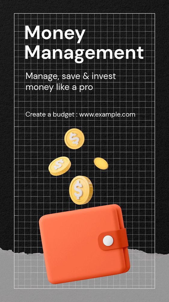 Money management  Instagram story template, editable text