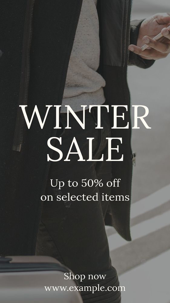 Winter sale Instagram story template, editable text