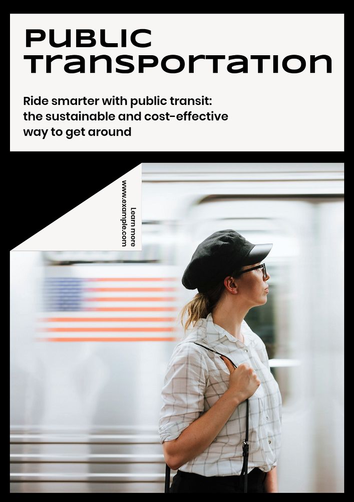 Public transportation poster template, editable text & design