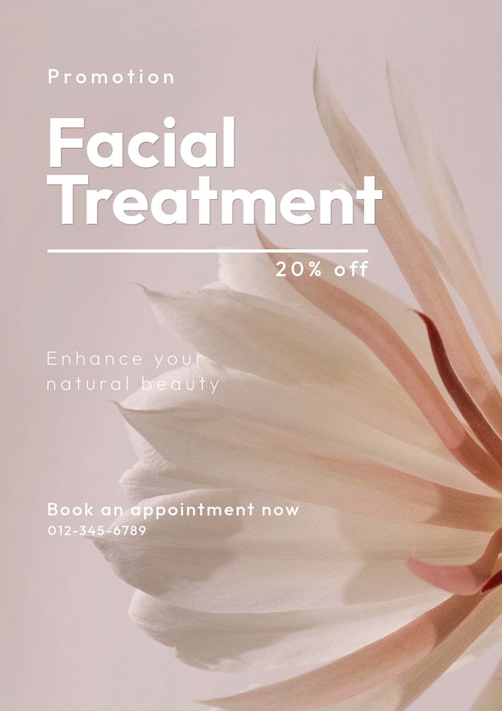 Facial treatment poster template, editable text & design