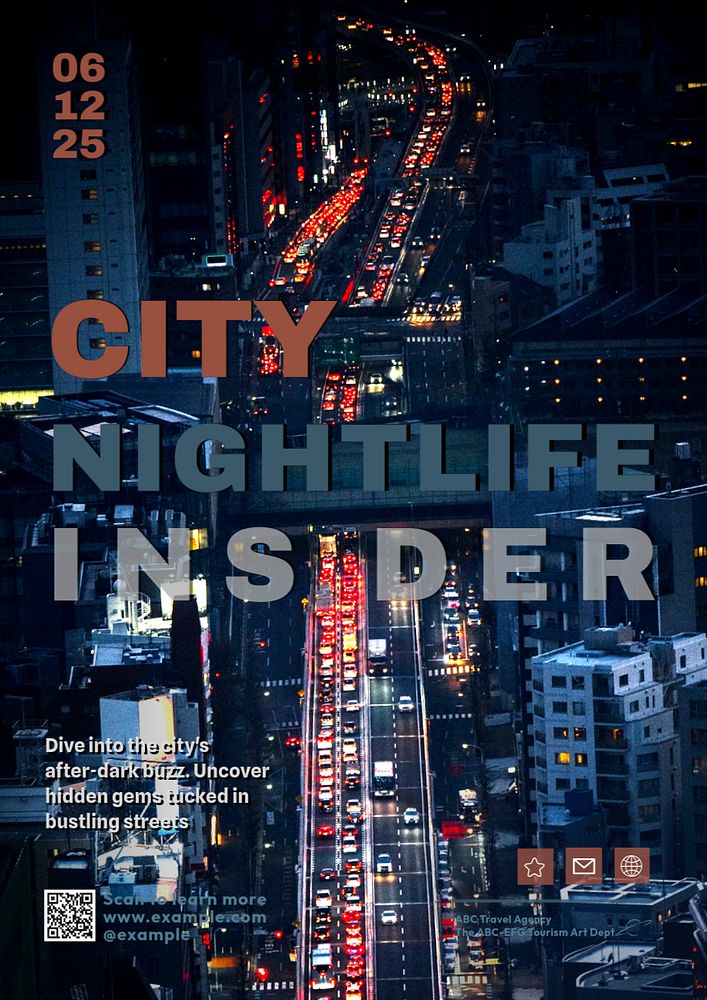 Nightlife city insider poster template, editable text & design