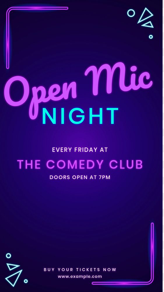 Open mic night Instagram story template, editable text