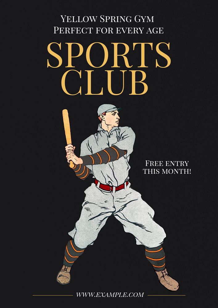 Sports club  poster template, editable text & design