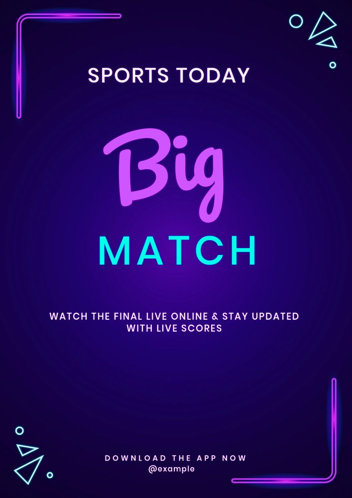 Live big match poster template, editable text & design