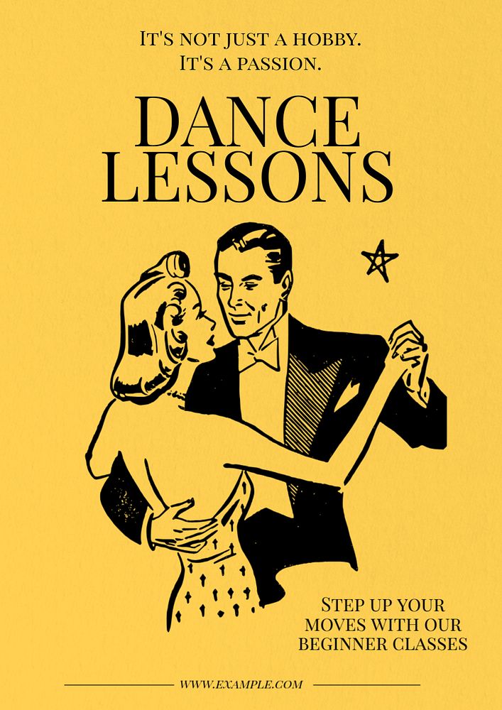 Dance lessons  poster template, editable text & design