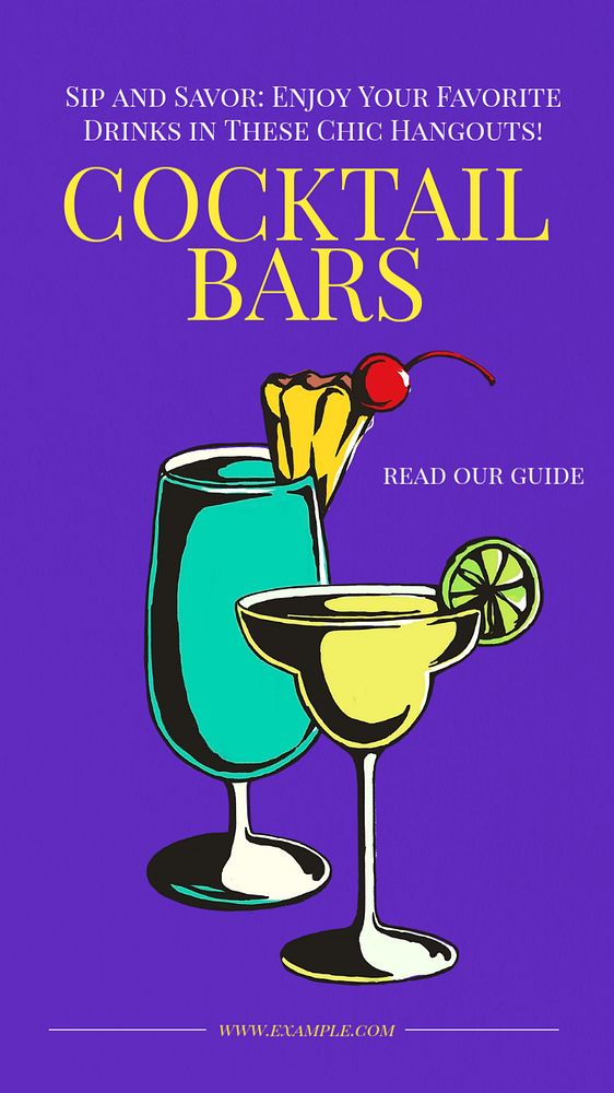 Cocktail bars  Instagram story template, editable text