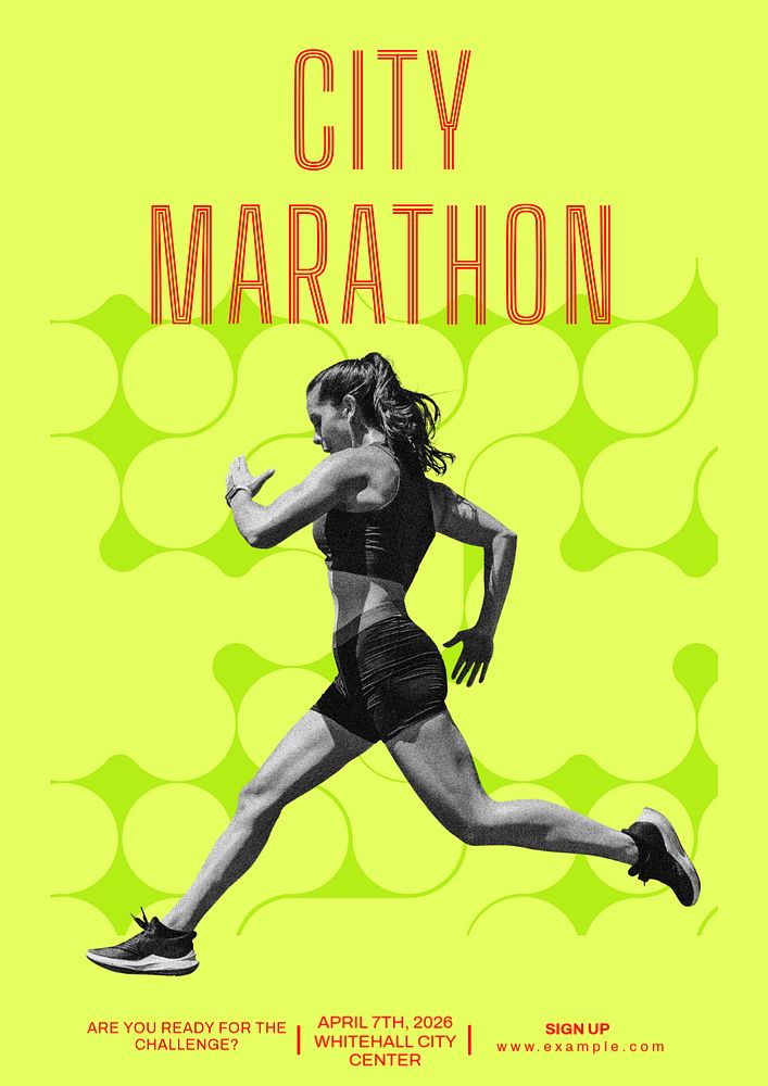 Marathon running  poster template, editable text & design