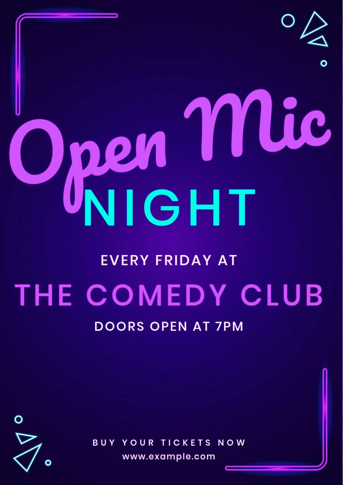 Open mic night poster template, editable text & design