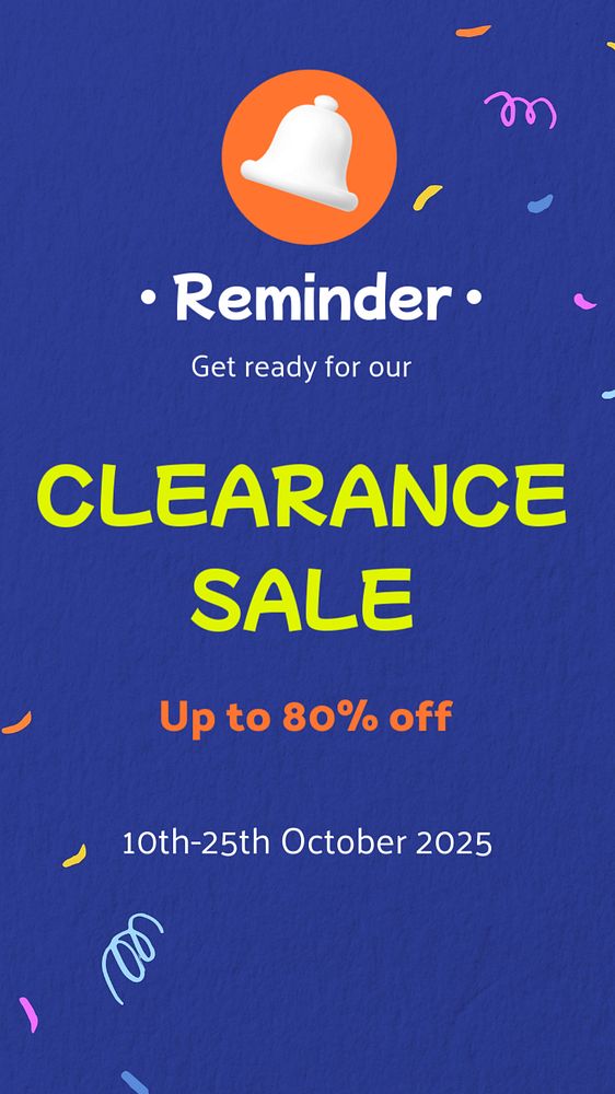 Sale reminder Instagram story template, editable text