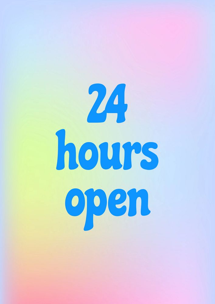 Open 24 hours poster template, editable text & design