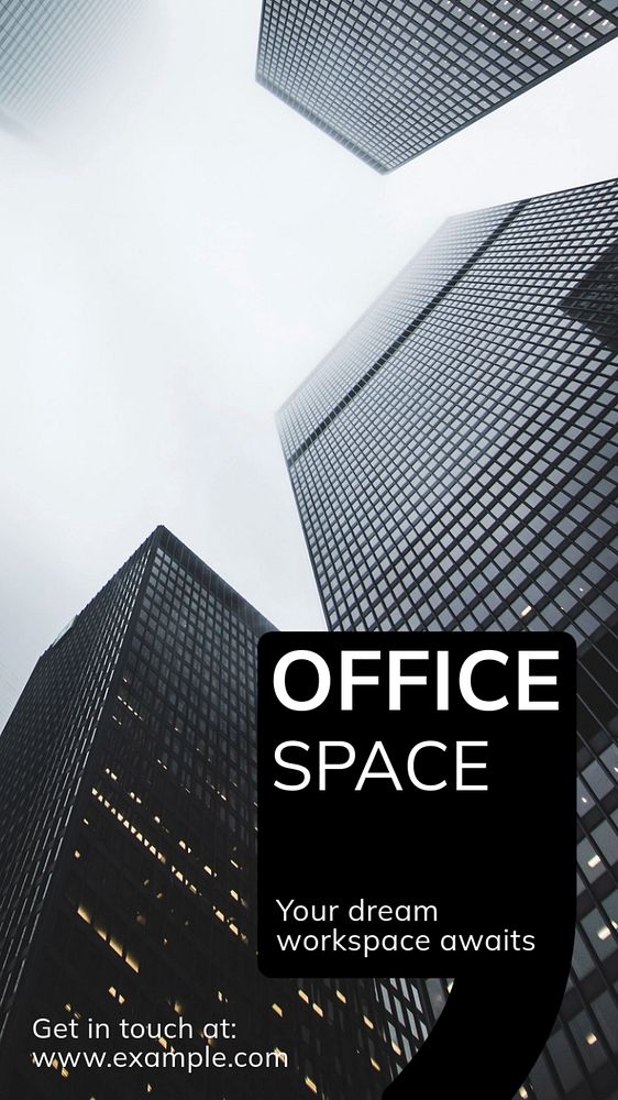 Office space  Instagram story template, editable text