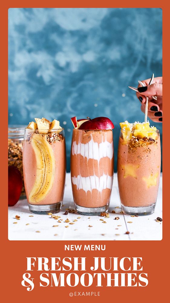 Fruit smoothies  Instagram story template, editable text