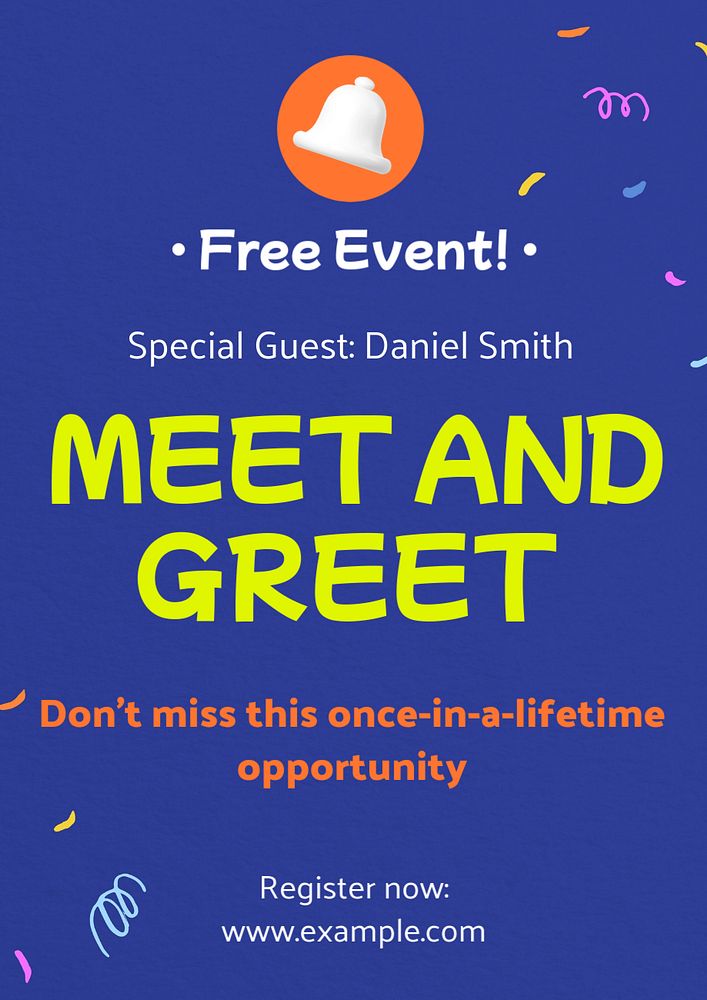 Meet & greet poster template, editable text & design