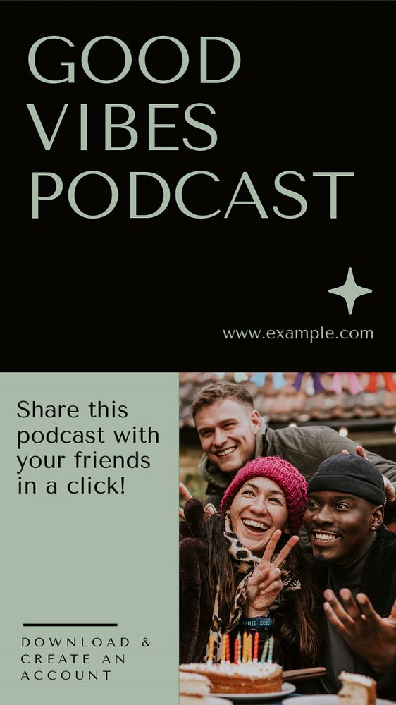 Podcast  Instagram story template, editable text