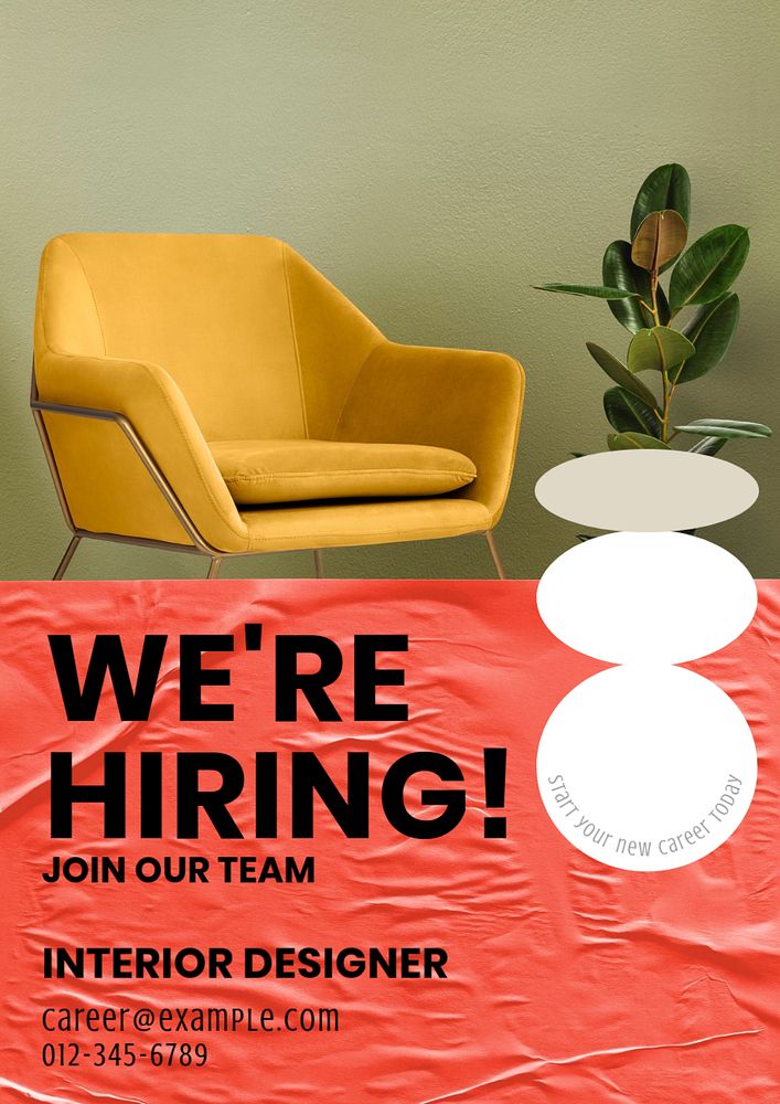 We're hiring poster template, editable text and design