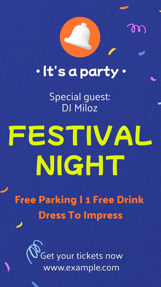 Festival night Instagram story template, editable text