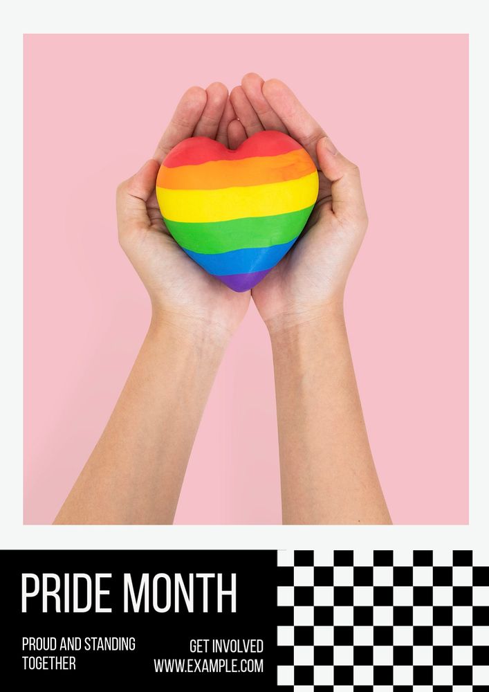 Pride month poster template, editable text & design