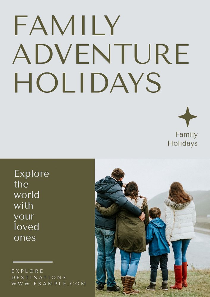 Family adventure holidays  poster template, editable text & design