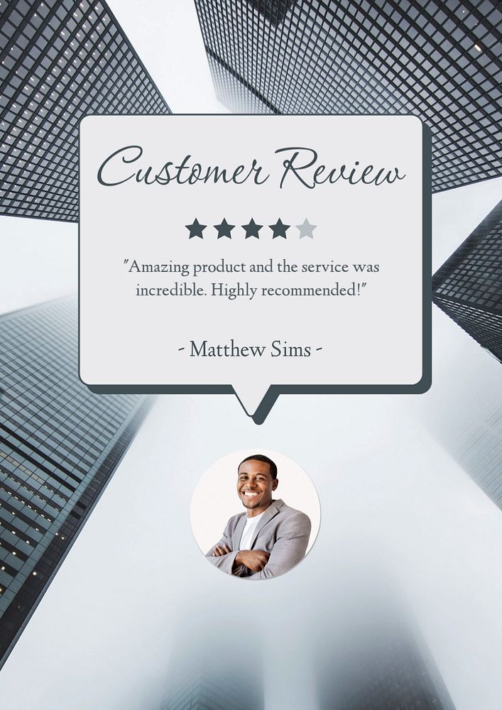 Customer review  poster template, editable text & design