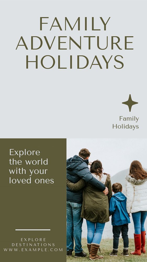 Family adventure holidays  Instagram story template, editable text